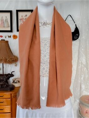 Vintage classic timeless preppy terracotta tan brown pure wool English scarf